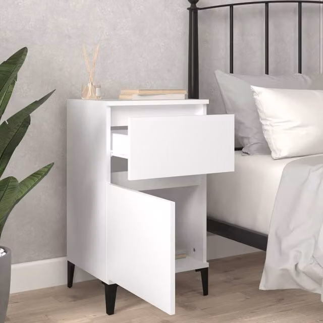 Berkfield Home Elegant White Bedside Cabinet W/D/H: 40 x 35 x 70 cm