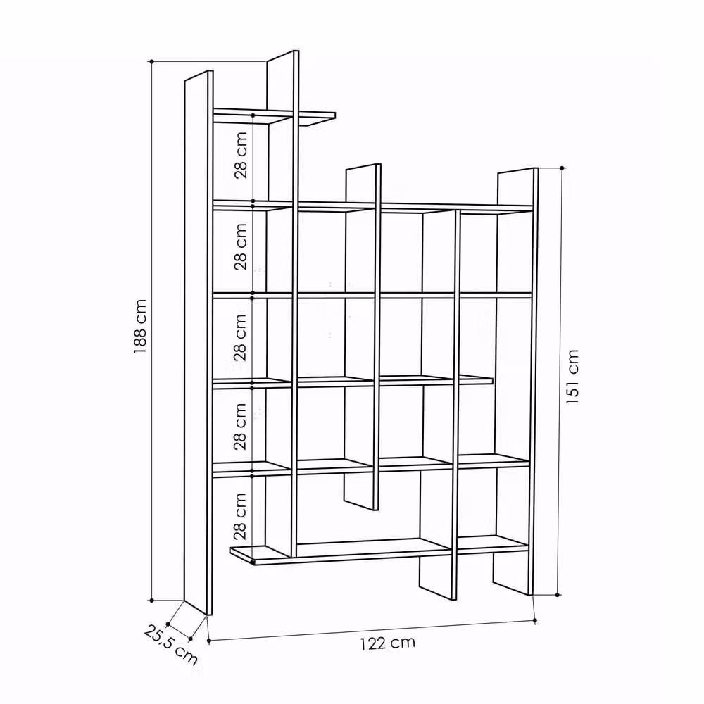 CALICOSY Manco 18-Shelf Shelving Unit in Taupe, H 188 cm x W 122 cm x D 44.42 cm – 3