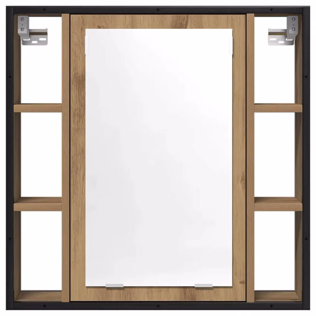 Berkfield Home Artisan Oak Bathroom Mirror Cabinet, Brown, W: 60 cm, H: 60 cm, D: 16 cm – 3