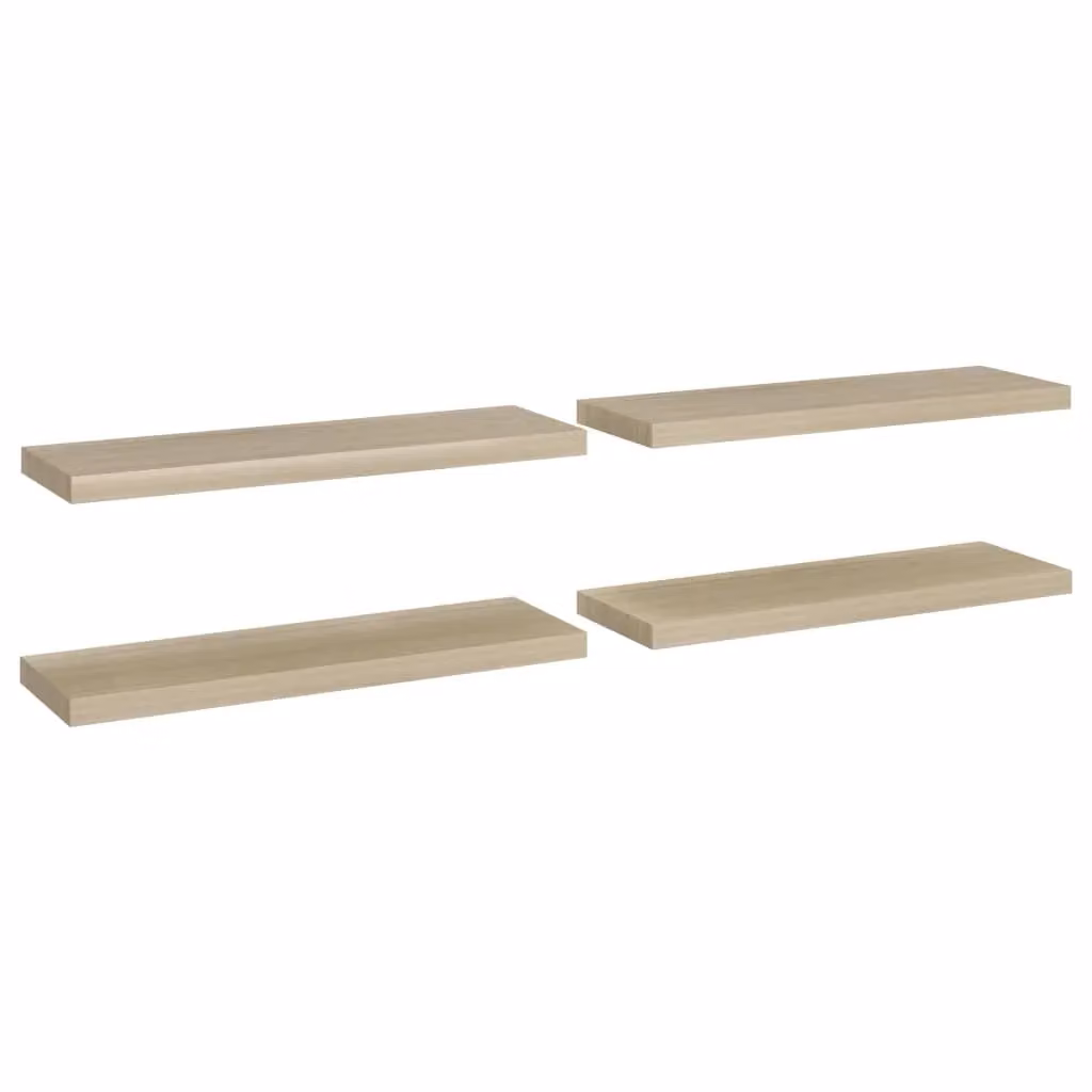 Berkfield Home Floating Wall Shelves, 4 Piece Oak MDF Set in Brown, W: 80 cm, D: 23.5 cm, H: 3.8 cm – 2