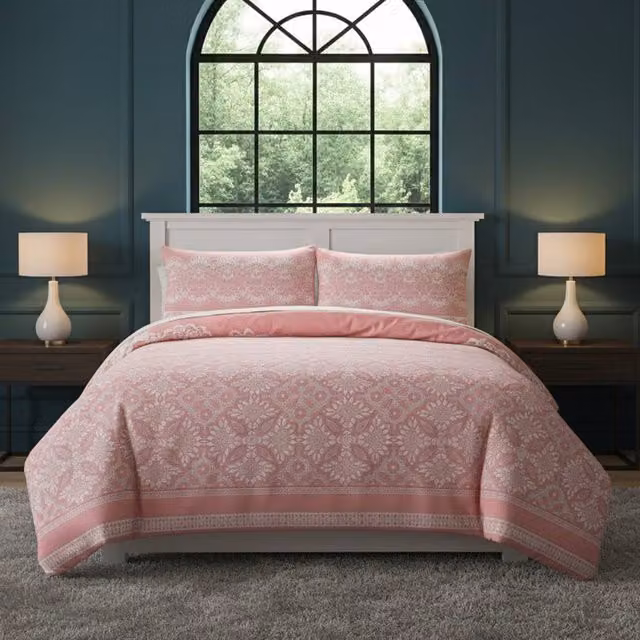 Snug City Elegant Floral Duvet Set and Pillowcase in Pink, Double, W: 140 cm, L: 200 cm – 1