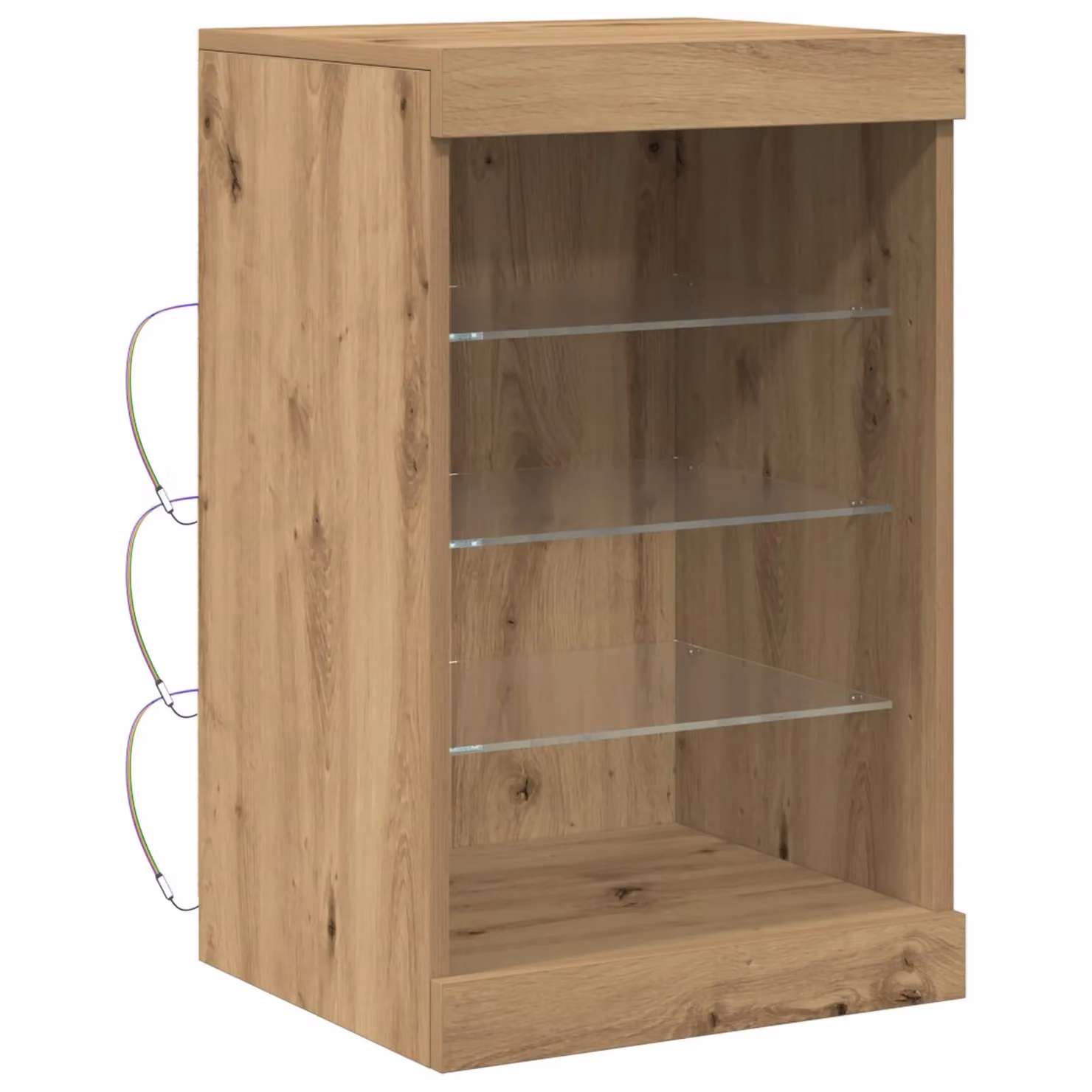 Berkfield Home Artisan Oak Sideboard with Integrated LED Lights in Brown, W/D/H: 41 x 37 x 67 cm – 2