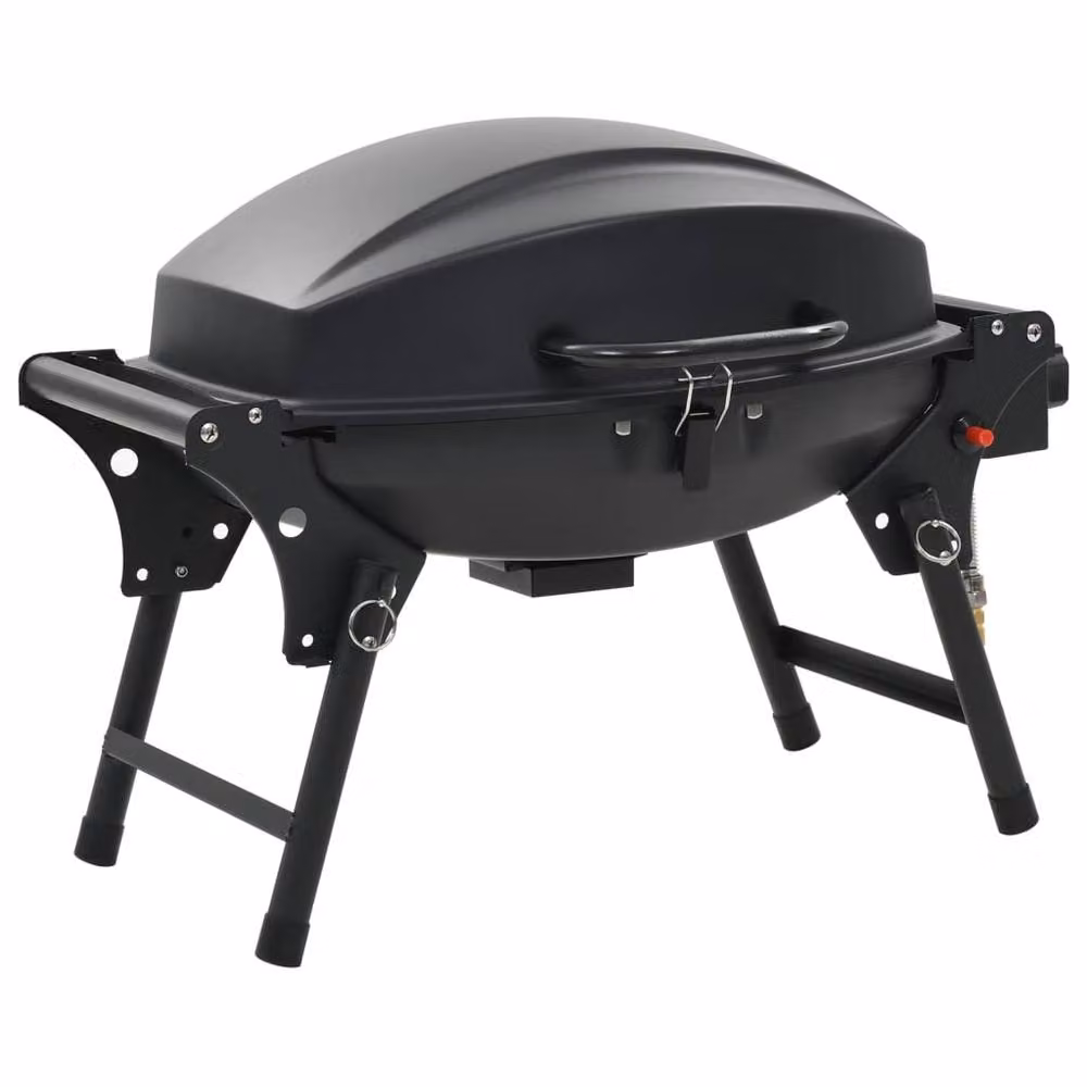 Berkfield Home Portable Tabletop Gas BBQ Grill with Cooking Zone, Black Enamelled Steel – 3