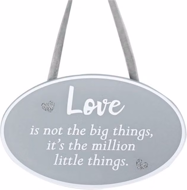 KDMD Reflections Love Plaque 2 Pack in Light Grey with Heart Typography