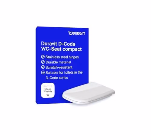 Duravit D-Code Compact Toilet Seat in White with Stainless Steel Hinges