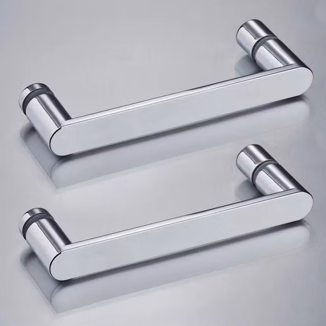 Nes Home Pair of Universal Rounded Chrome Shower Door Handles, Silver, 160 mm – 1