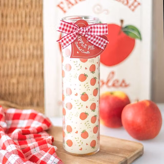 Kingsbury Gifts Apple Pie Scented White Tube Candle with 50 Hours Burn Time