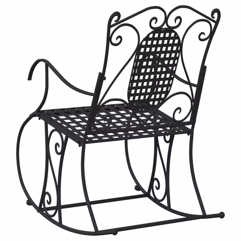 Berkfield Home Classic Rocking Bench in Black Matt Metal, Width: 84 cm – 4