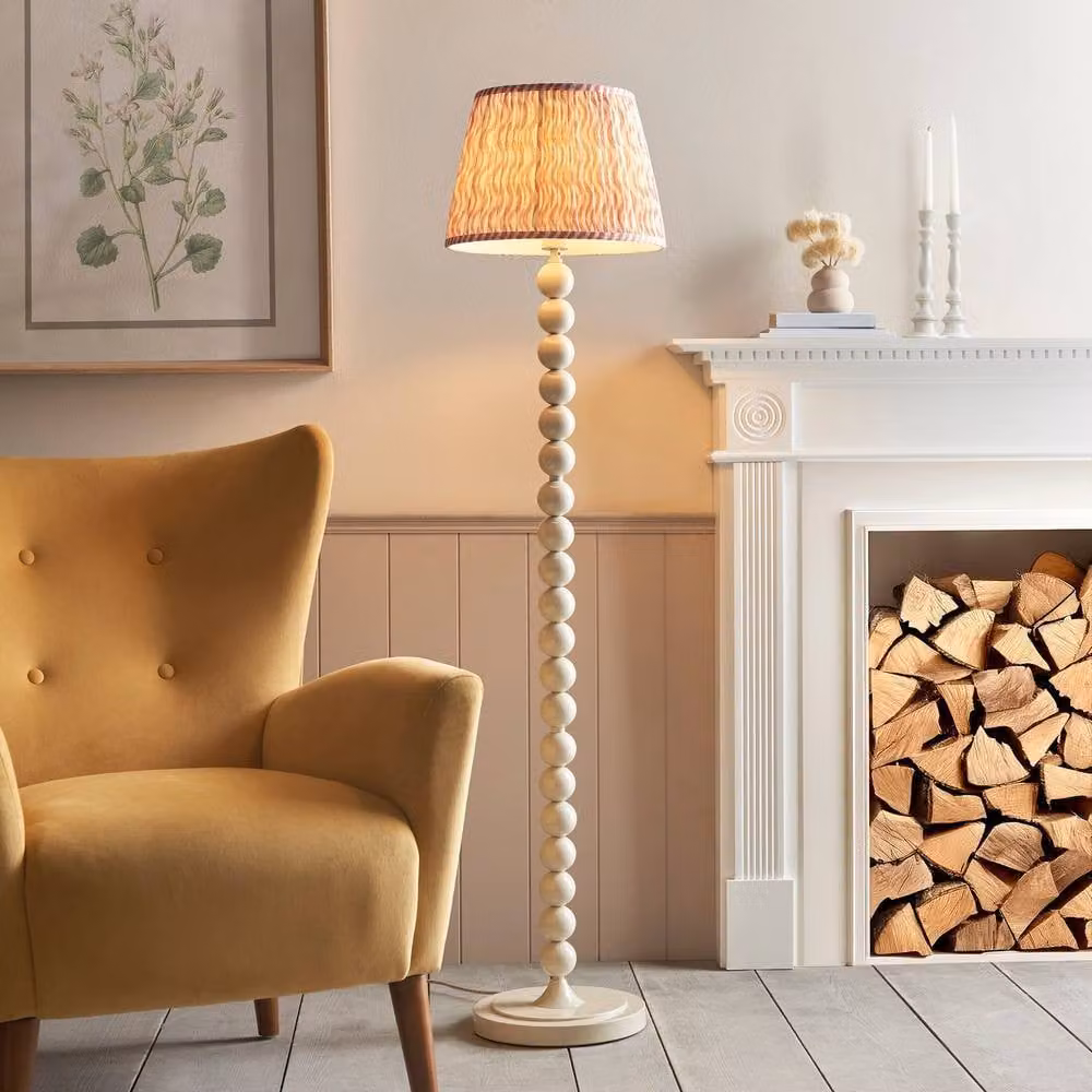 Netlighting Higgledy Floor Lamp in Almond White with Pink Fabric Shade, Diameter: 35 cm, E27 – 2