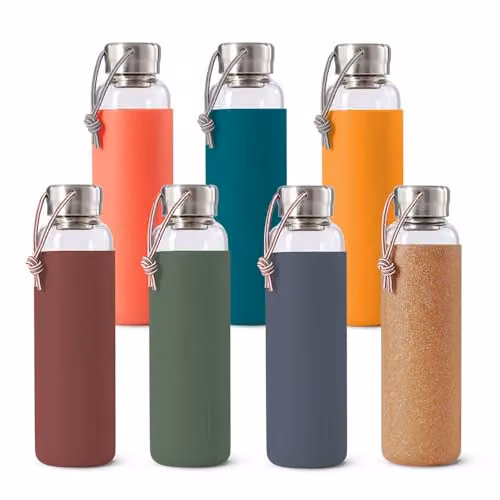 Black + Blum Leakproof Glass Water Bottle with Carry Handle, Blue, 600ml – 4
