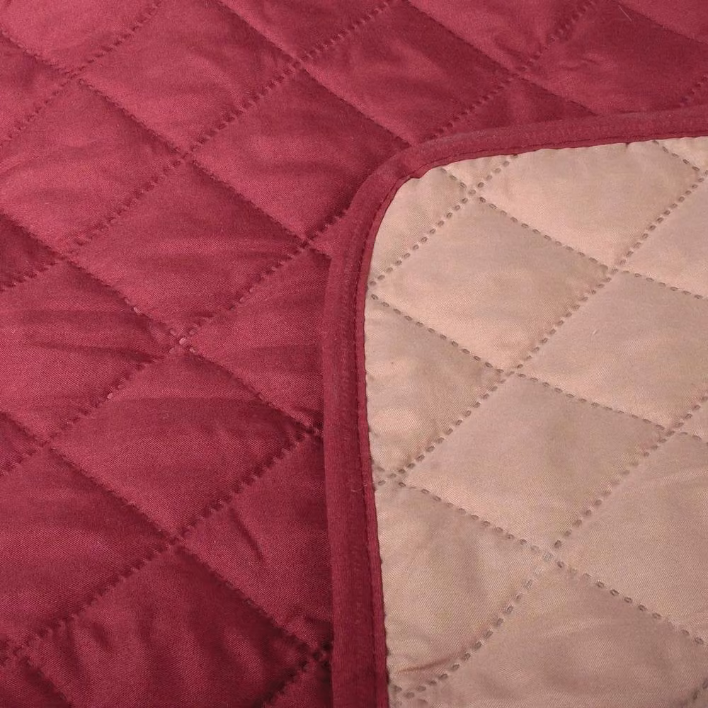 Coopers of Stortford Quilted 3 Seater Sofa Cover, Water Repellent and Machine Washable, Wine, W: 279 cm, D: 190.5 cm – 2