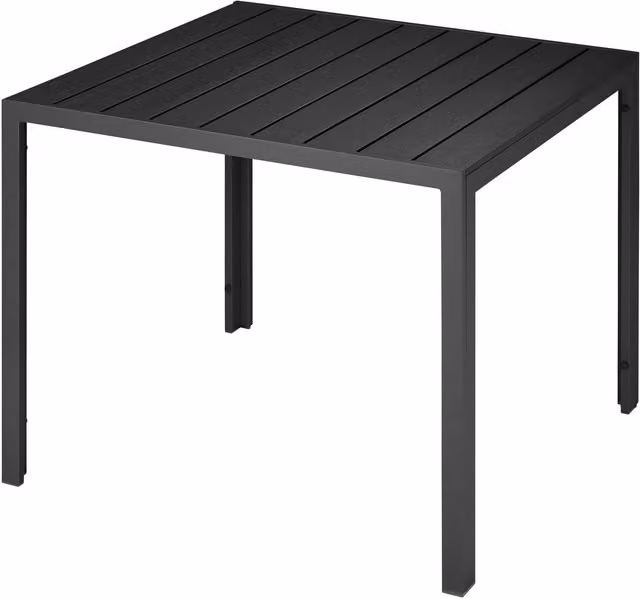 tectake Modern Square Aluminium Garden Table with Matt Black MDF Laminate Top and Adjustable Feet