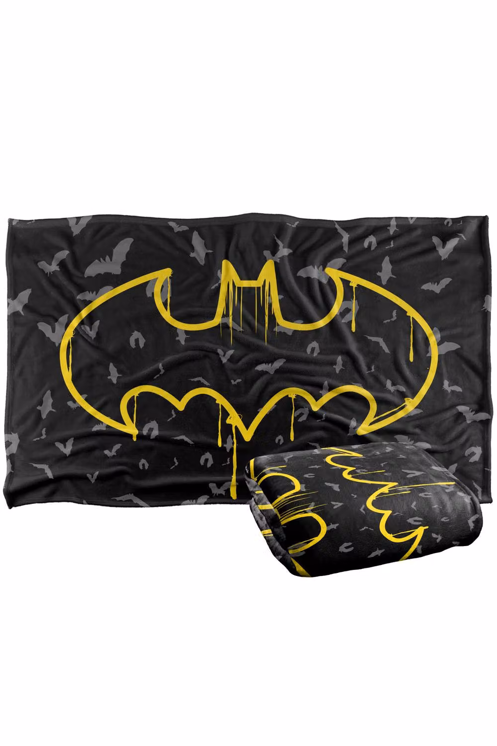 Warner Bros. Batman Drip Symbol Super Soft Fluffy Polyester Throw Blanket in Black and Multicolour, Large – 2