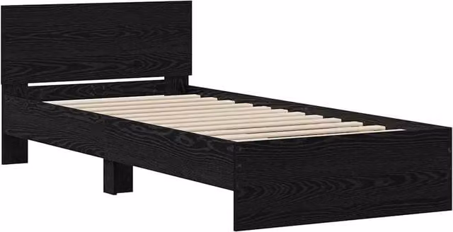 Berkfield Home Modern Black Oak Bed Frame with Headboard, W/D/H: 75 x 190 cm – 1