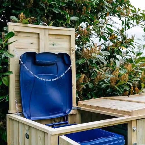 Buttercup Farm Shireburn Quintet Wheelie Bin Store in Natural Brown Wood and Galvanised Steel, W: 353.4 cm, D: 97 cm, H: 125 cm – 3