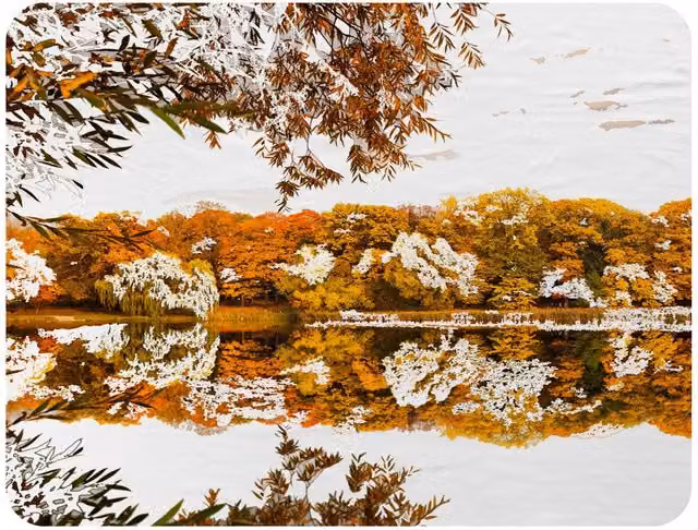 Benjamin Tate Design Autumn Lake Fleece Blanket in Orange and Beige, W/D/H: 120 x 150 cm – 2