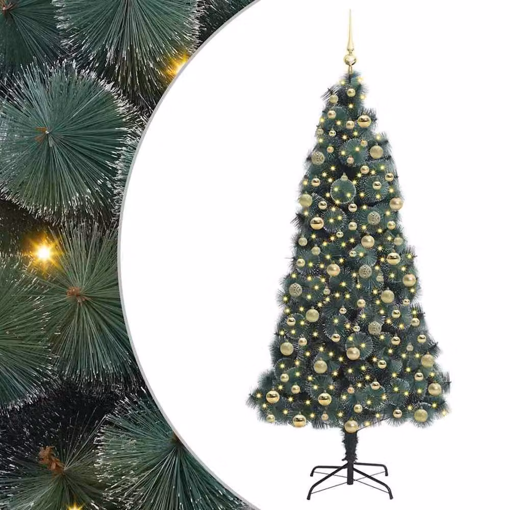 Berkfield Home Pre-lit Artificial Christmas Tree with Ball Set, Green, Height: 210 cm – 2
