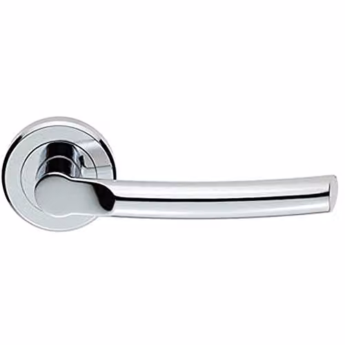 Loops Pair of Curved Round Bar Handles on Round Rose in Polished Chrome with Concealed Fixings
