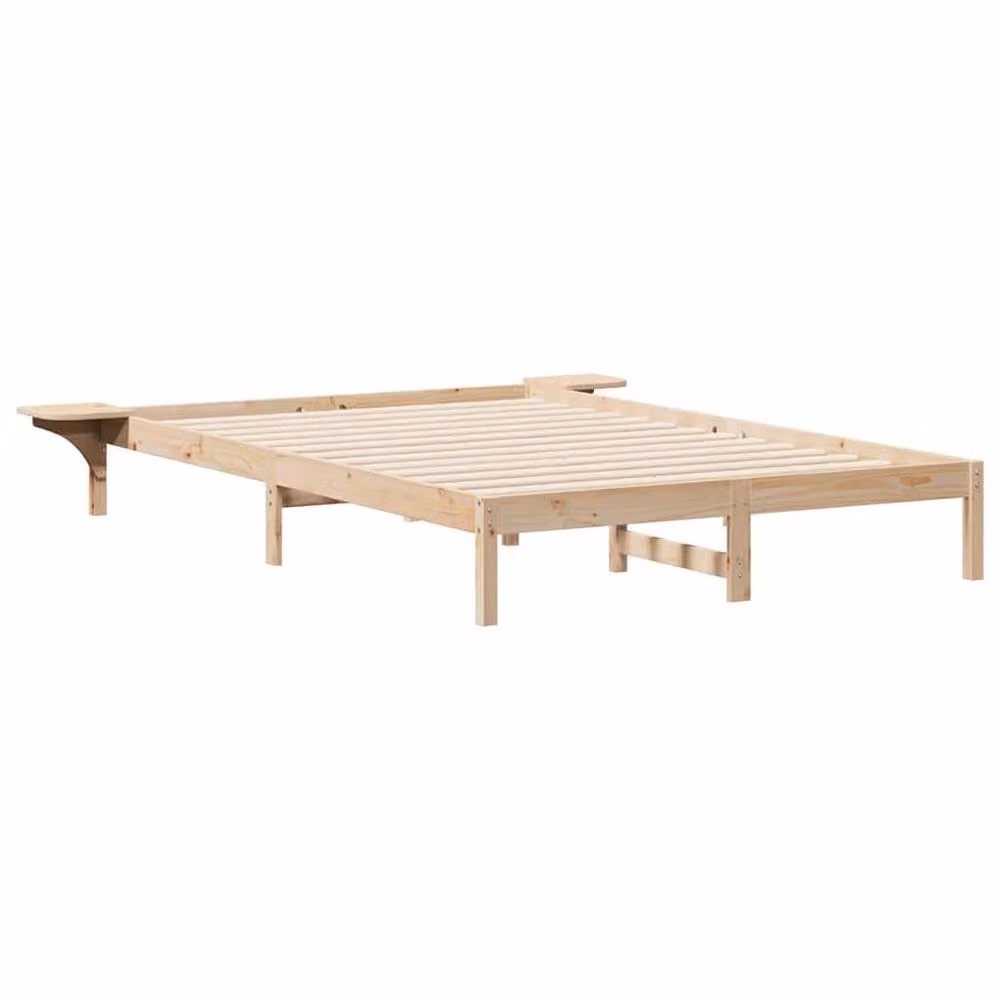 Berkfield Home Modern Solid Pine Wood Bed Frame with Side Tables in Brown, W: 160 cm, L: 210 cm – 2