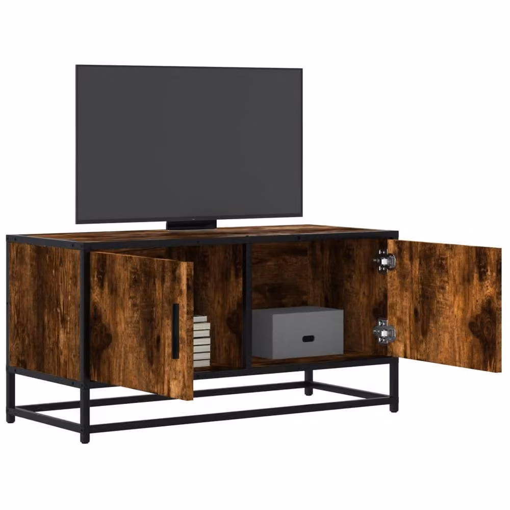Berkfield Home Industrial TV Cabinet in Smoked Oak and Brown, W/D/H: 80 x 34.5 x 40 cm – 2
