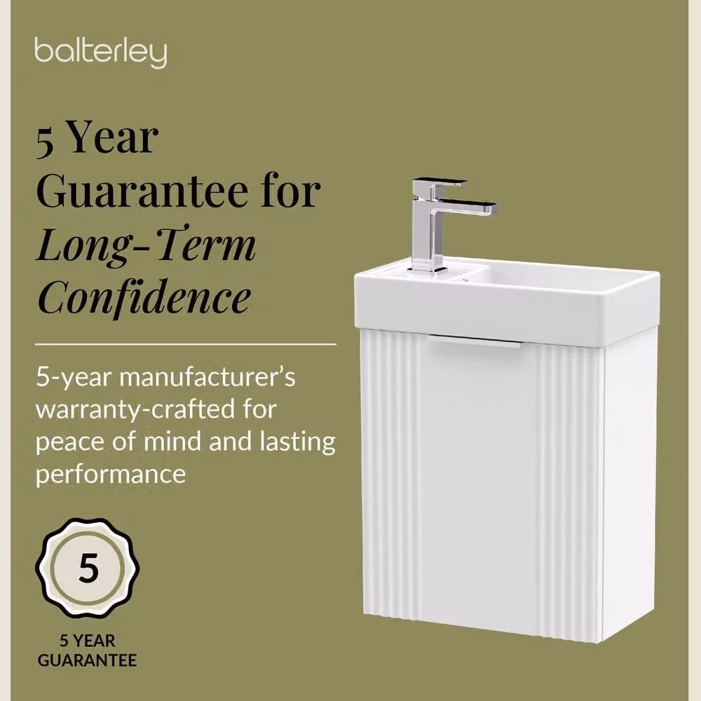 Balterley Modern Wall Mounted Bathroom Vanity Unit with Soft Close Doors and Basin, White, W/D/H: 40.0 x 22.2 x 43.8 cm – 2