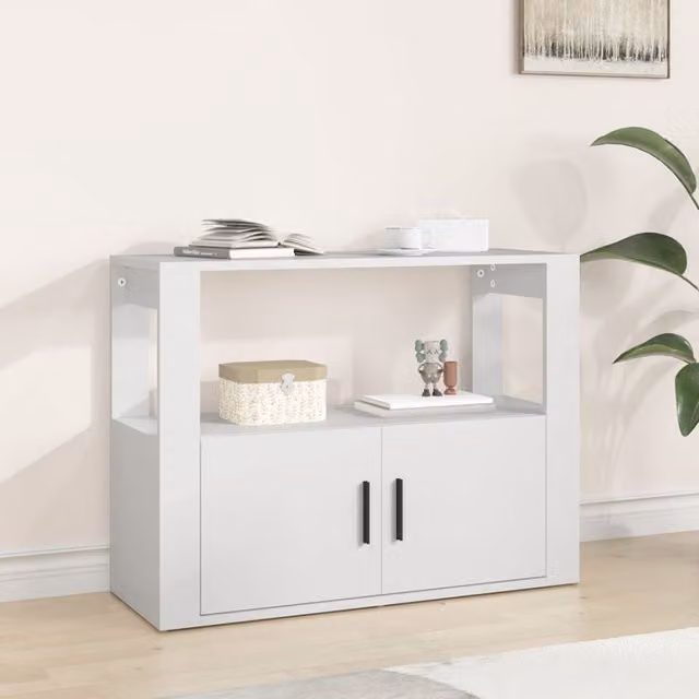 Berkfield Home White Classic Sideboard in MDF, W/D/H: 80 x 30 x 60 cm