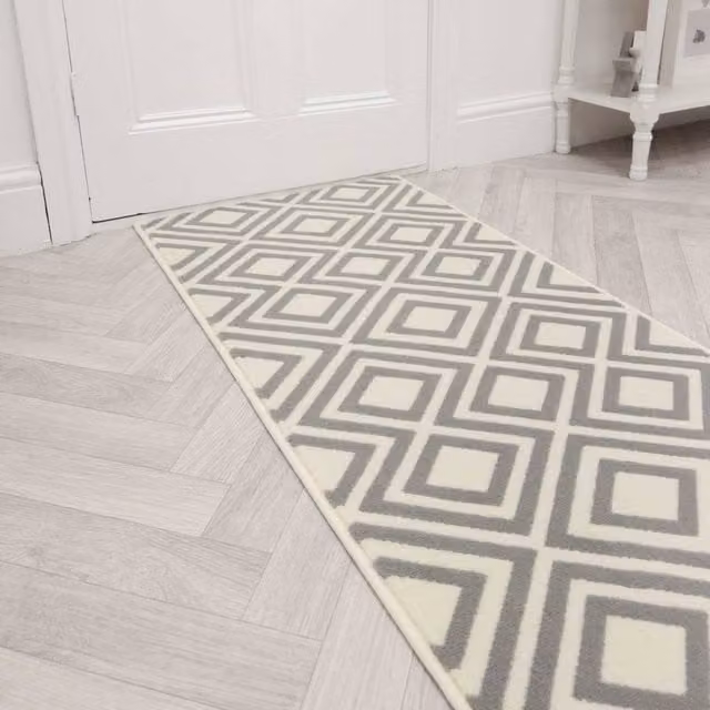 runrug Kilim Hallway Carpet Runner Rug in Grey, W: 60 cm, L: 150 cm