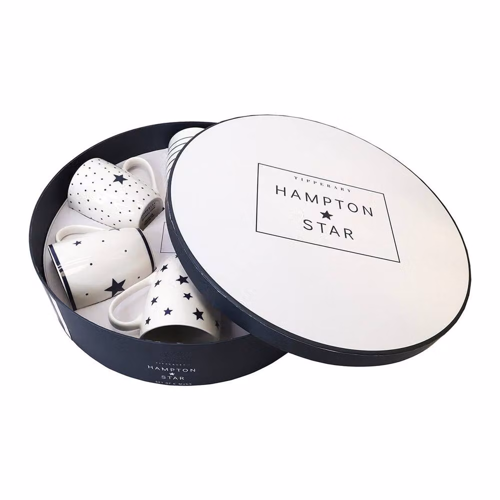 Tipperary Hampton Star Bone China Mug Gift Set of 6 in Ivory and Blue – 3