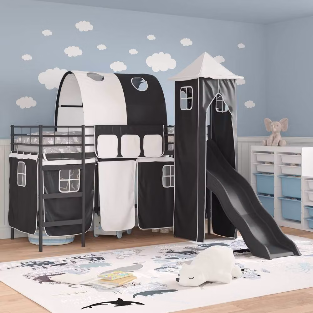 Berkfield Home Kids' Loft Bed Frame in Black Metal – 3