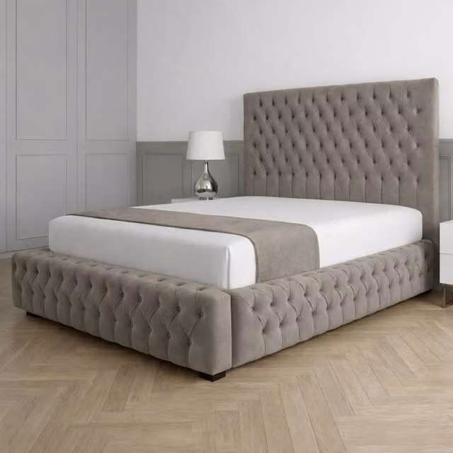 Living Comfort Bedz Countess Upholstered Gas Lift Storage Bed in Light Grey, W/D/H: 90 x 200 cm – 1