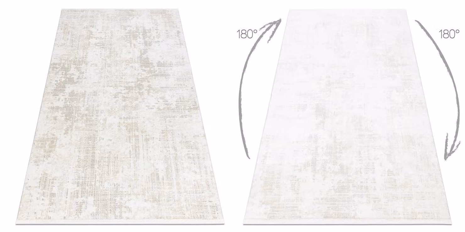 RugsX Duke Abstract Rug in Yellow and White with Fringes, W: 180 cm, L: 270 cm
