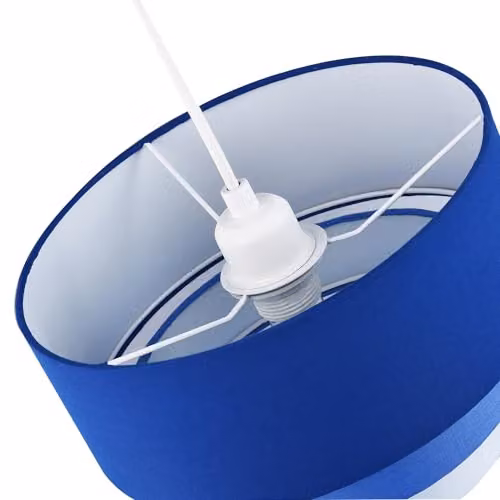 Happy Homewares Contemporary Round Triple Tier Blue Cotton Fabric Pendant Light Shade, Diameter: 30 cm – 3
