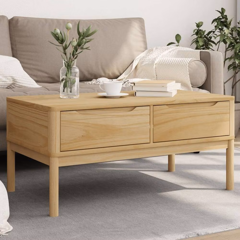 Berkfield Home Floro Coffee Table in Wax Brown Solid Pine Wood W/D/H: 99 x 55.5 x 45 cm – 2