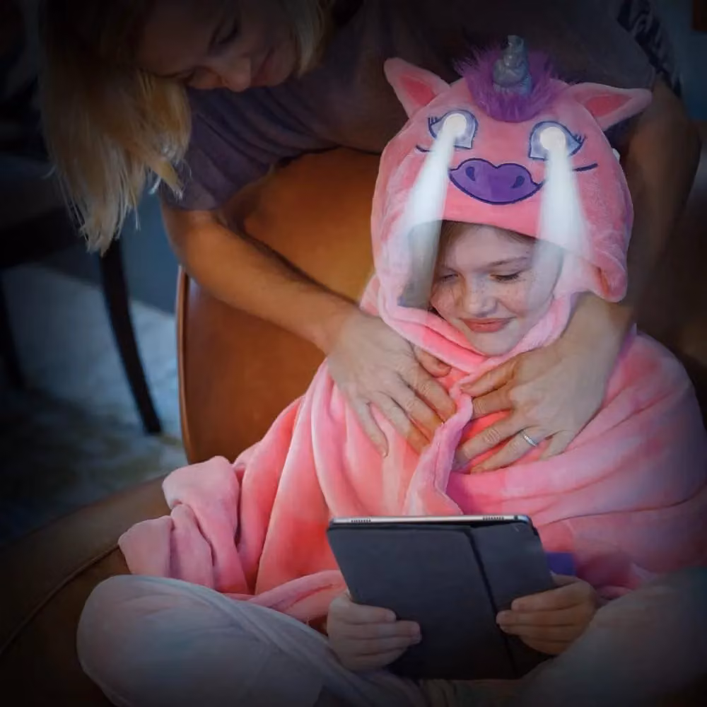 Simpa Pink Multicolour Unicorn Blanket with Hood and Sleeves – 4