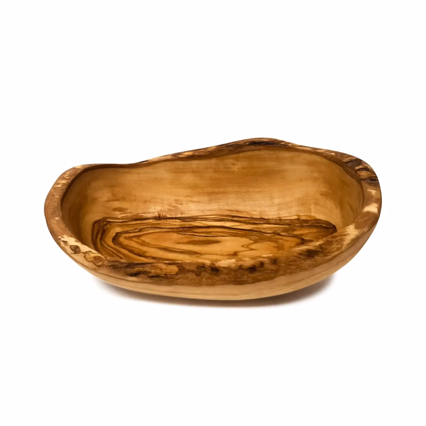 Verano Spanish Ceramics Handmade Natural Grained Brown Olive Wood Oval Serving Bowl, Diameter: 23 cm – 2