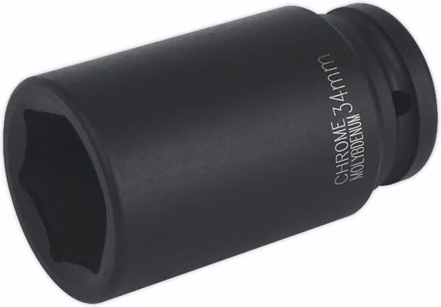 Loops 34mm Forged Deep Impact Socket 3/4 Inch Sq Drive Chromoly Wrench Socket Black