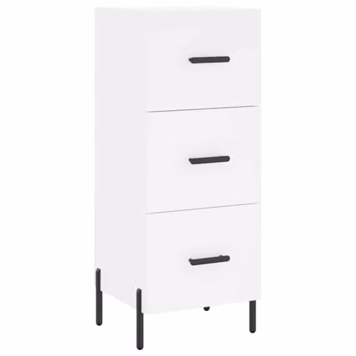 vidaXL Modern White Sideboard in Matt MDF and Metal, W/D/H: 34.5 x 34.5 x 90 cm