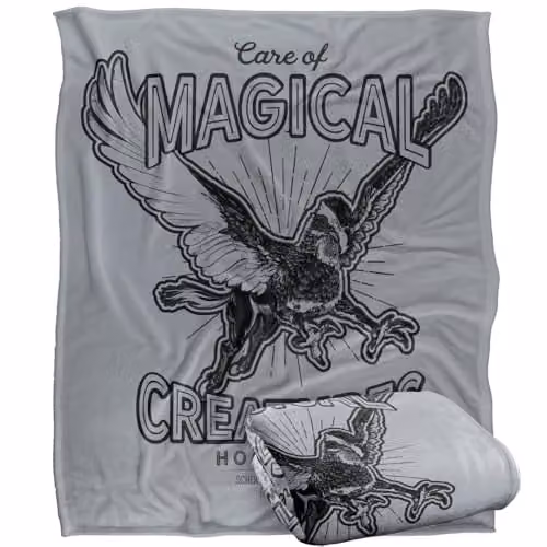 LOGOVISION Harry Potter Care of Magical Creatures Super Soft Silky Touch Fleece Throw Blanket, Multicolour, W: 152.4 cm x D: 127.0 cm – 1