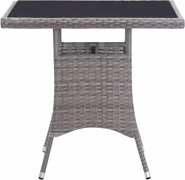 Berkfield Home Grey Poly Rattan Garden Table W/D/H: 80 x 80 x 74 cm