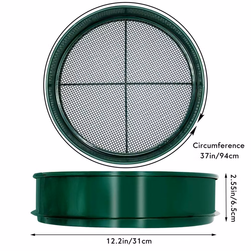 Nordara Garden Metal Soil Sieve Riddle with 3/6/12mm Wire Mesh for Compost and Stone Sifting, Green, 1kg – 2