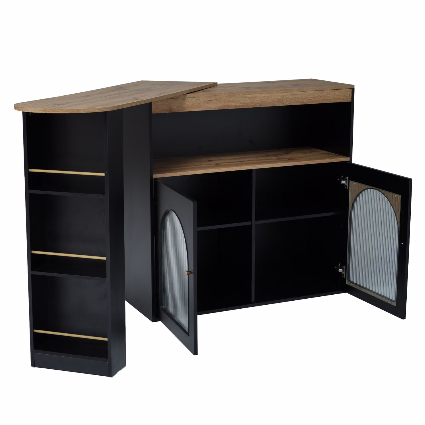 Aosom UK Modern Extendable Kitchen Island with Swivel Dining Table and LED Strip, Black, W: 138-193 cm, D: 39 cm, H: 105 cm – 2