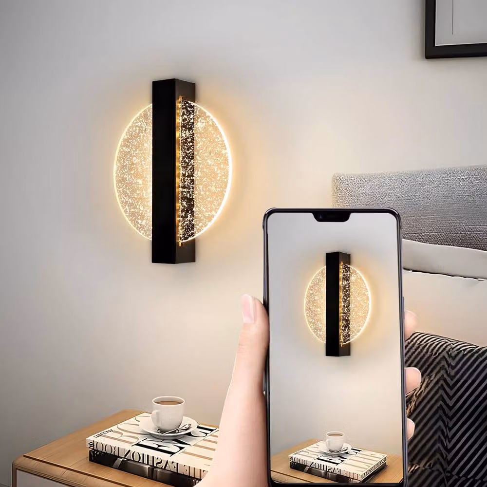 Goeco Modern Round LED Wall Light, 12W, 3000K Warm White, Black and Silver – 5