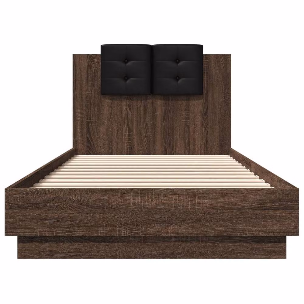Berkfield Home Modern Bed Frame in Brown Oak, W/D/H: 100 x 200 cm – 4