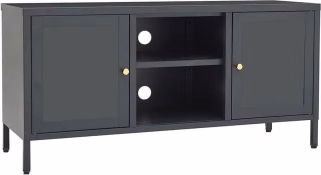 Berkfield Home Anthracite TV Cabinet with Glass Doors and Metal Frame, W/D/H: 105 x 35 x 52 cm – 1