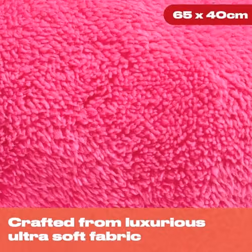 OHS Pink Teddy Fleece Reading Pillow with Embroidered Bow and Back Support for Adults W/D/H: 65 x 40 x 40 cm – 2