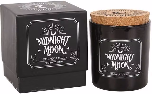 Uniqueful Midnight Moon Bergamot & Neroli Candle in Black, 200g
