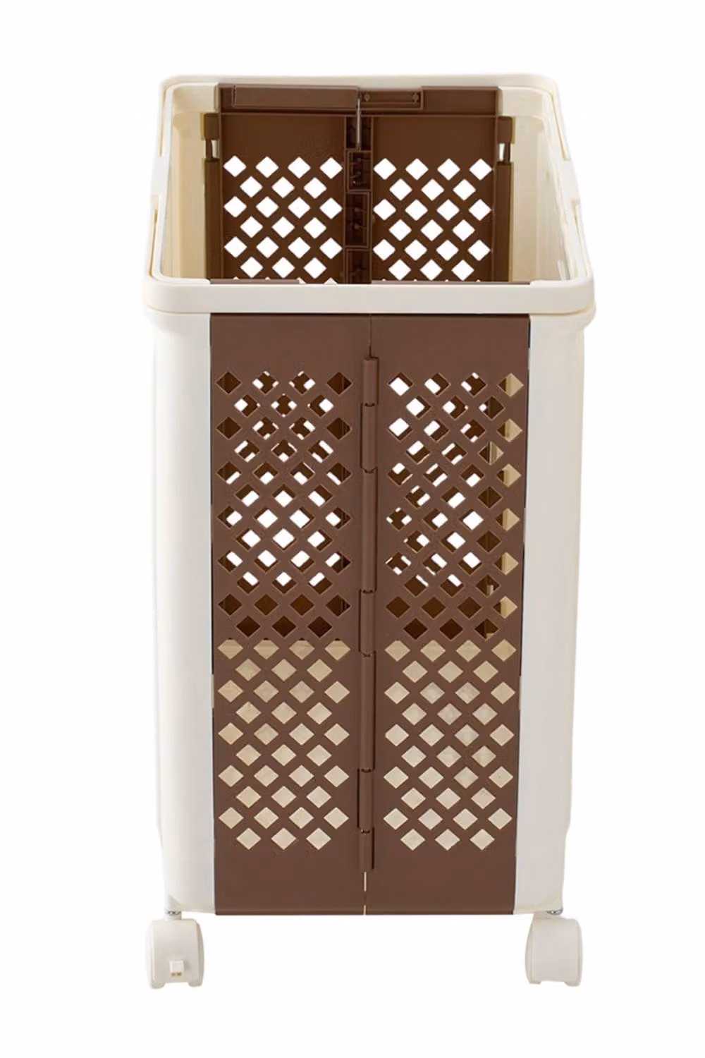 Garden Sanctuary Collapsible Plastic Laundry Basket with Castors in Beige – 5