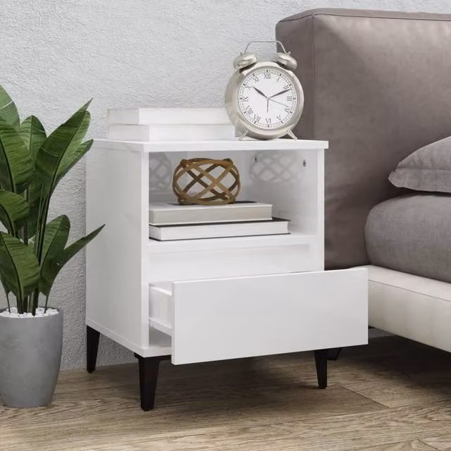 Berkfield Home Elegant Bedside Cabinets, 2 Piece Set, High Gloss White, W: 40 cm, D: 35 cm, H: 50 cm – 1
