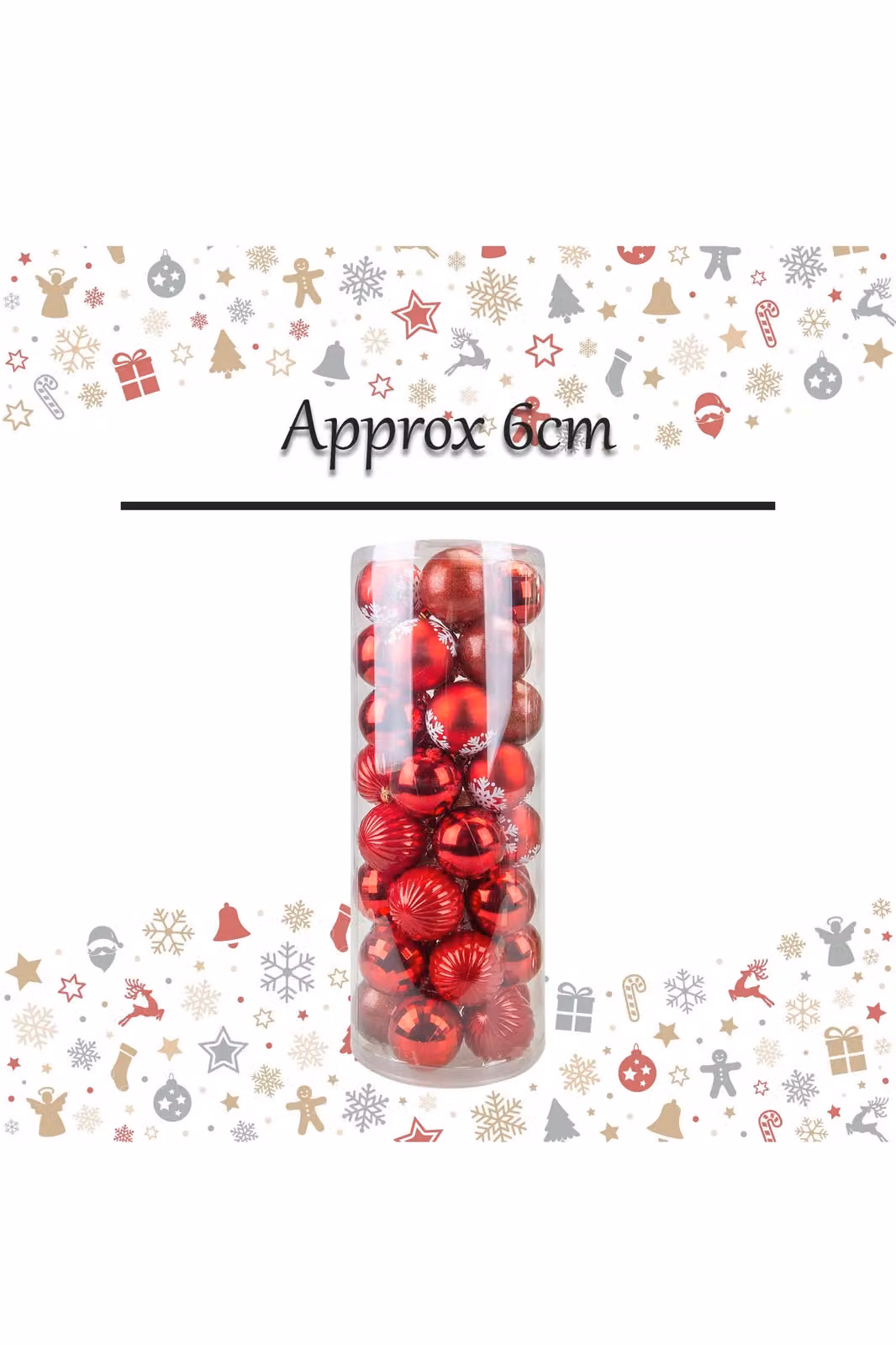 VFM e-Store Red Round Christmas Bauble Hanging Tree Ornaments, 6 cm – 2