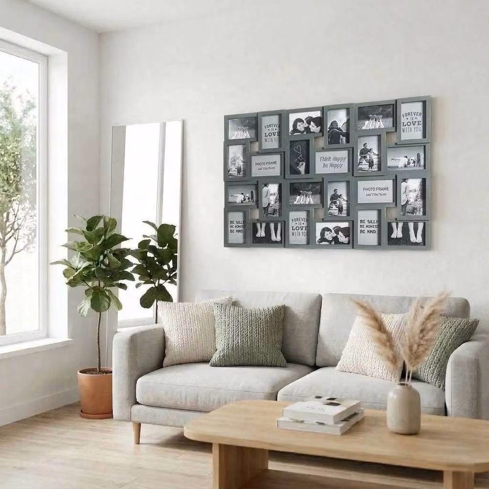 FLAVORA Grey Modern Multi Aperture Collage Photo Frame for Wall Hanging, 100 cm – 2
